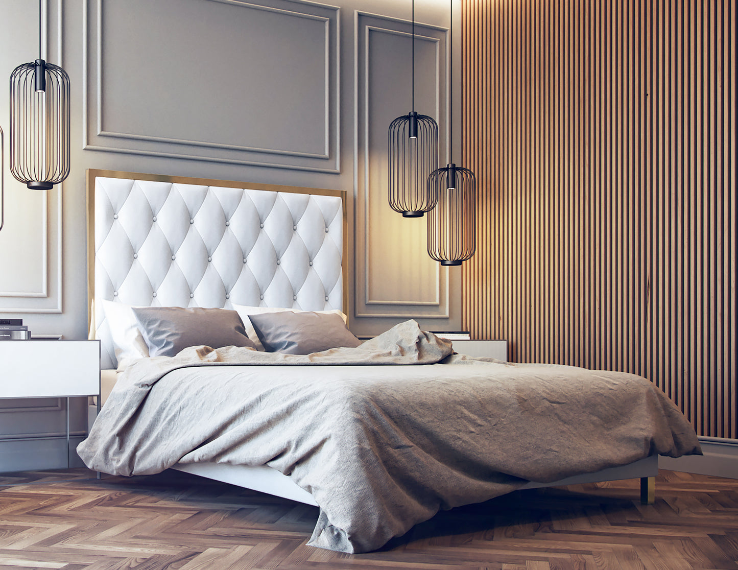 Amy Queen Bed(Gold)